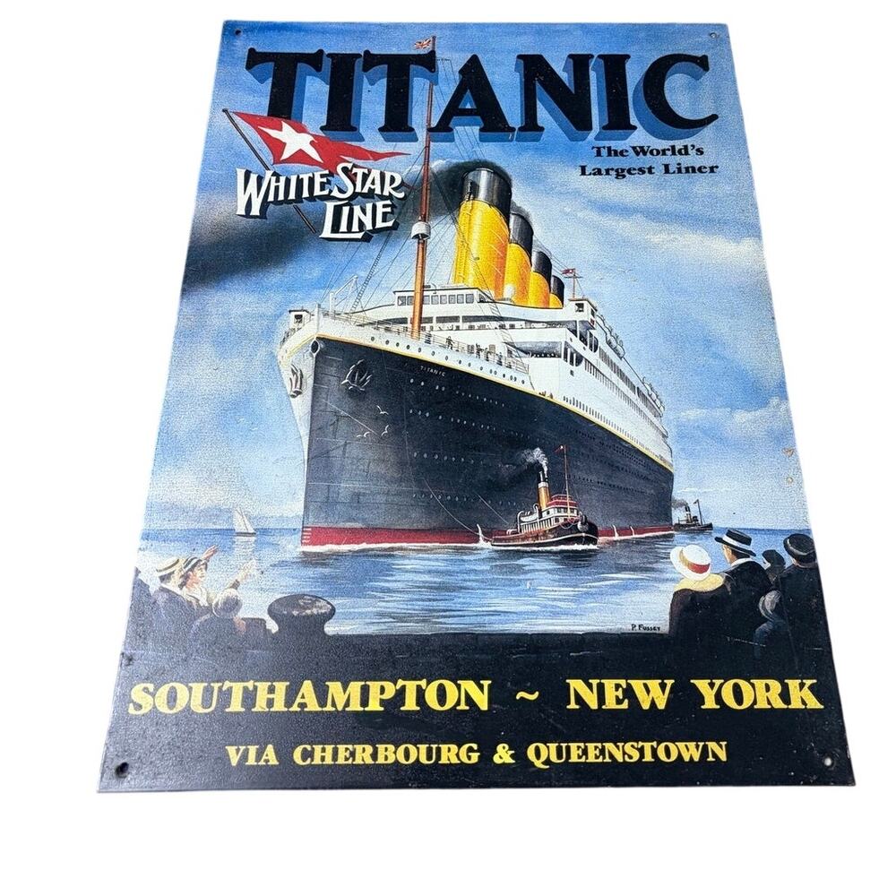 Titanic White Star Line Metal Advertising Sign 16X11